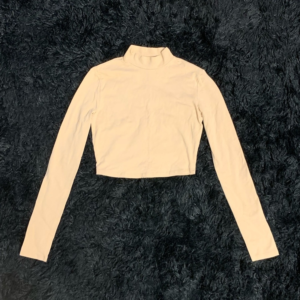 Fashion Nova Nude Long Sleeve Crop Top